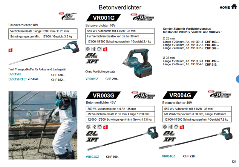 36. Makita Betonverdichter & Rührgeräte